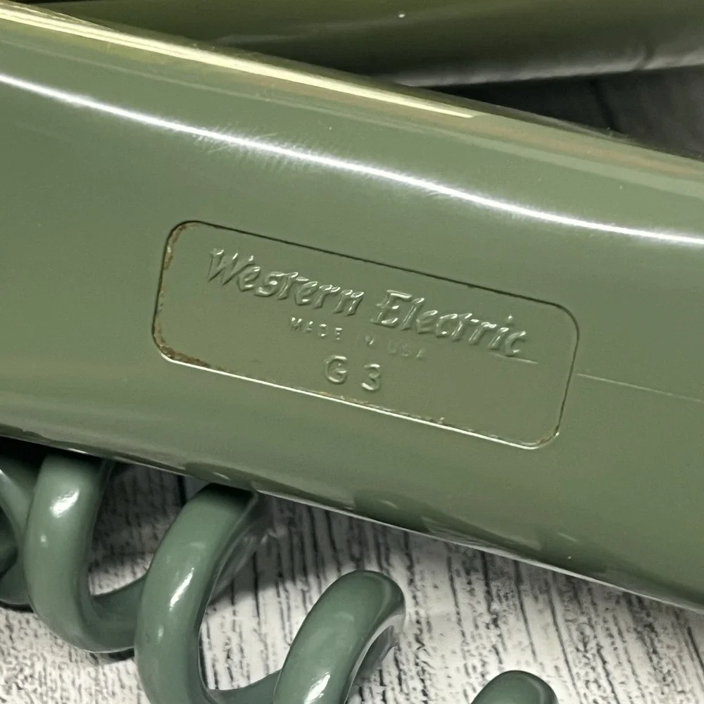 Vintage 1965 Western Electric 554 Rotary Wall Phone Olive Green 172C Mounting